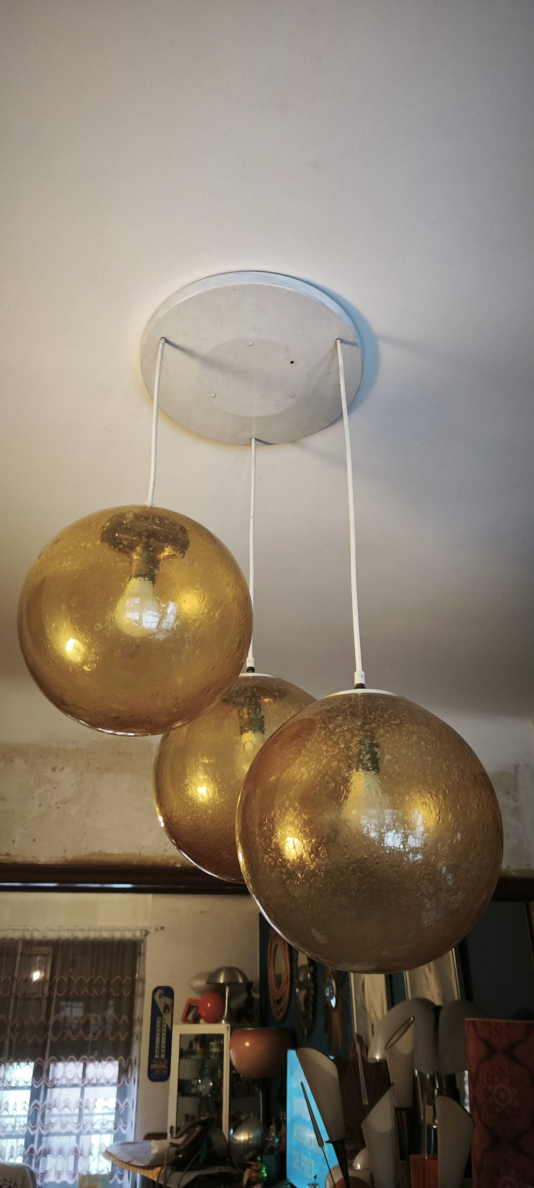 Amber glass ball suspension light Parscot