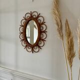 Oval rattan mirror
