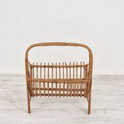 Beautiful 1960s rattan and bamboo magazine rack