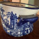 English earthenware planter, blue monochrome, 20th century