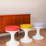 Tulip stool in Plastic and Wool, Rust, Space Age Design, 1970