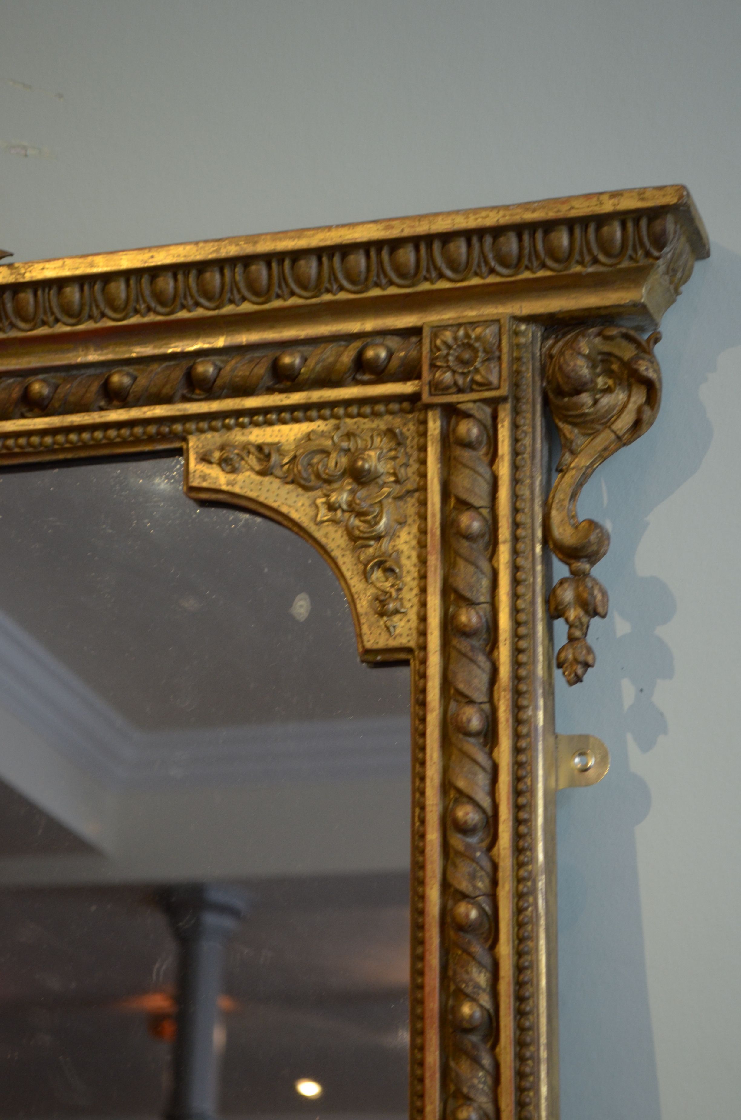 English giltwood overmantle mirror h161cm