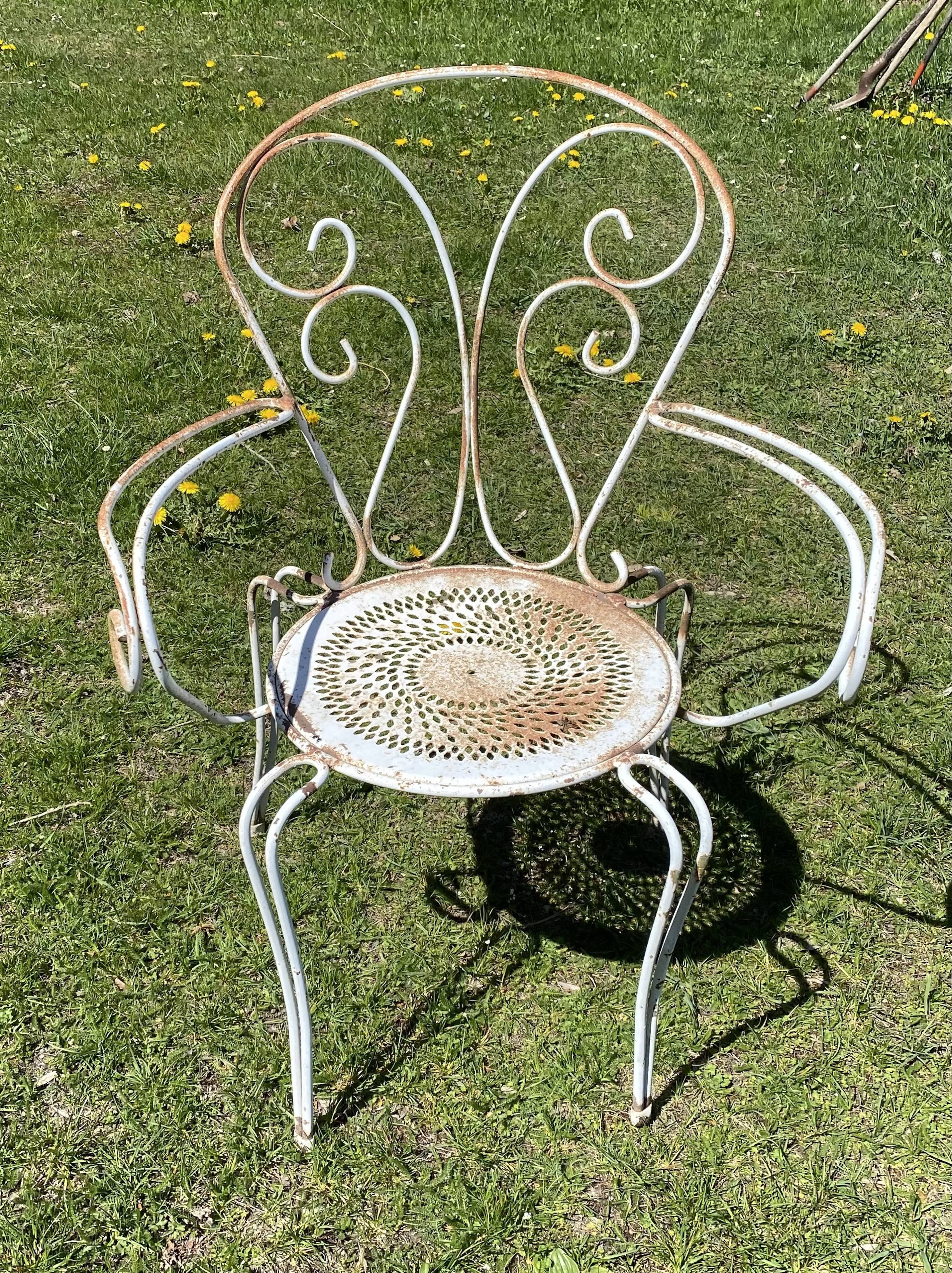 Fauteuil de jardin fer forgé vintage 1950