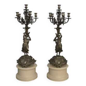 Large bronze candelabra with 6 light arms