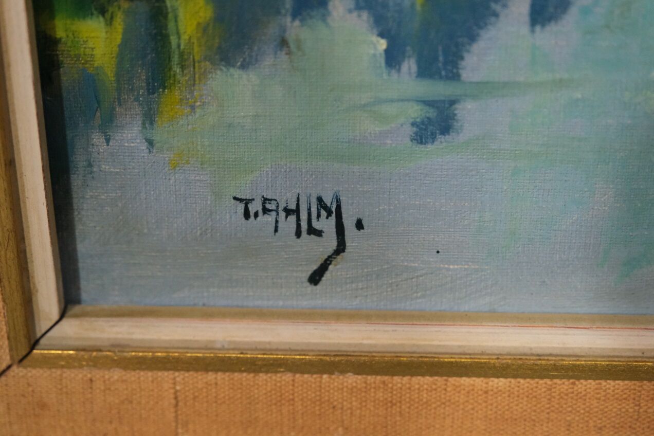 Tage Rudolf Ahlm, Swedish landscape, oil on canvas, 1940s, framed