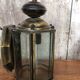 Old Golden Metal Lantern Wall Lamp + 5 Vintage Beveled Glasses