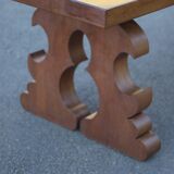 Grande table bois avec pieds sculptés, table artisanale, table bois massif, table de salon, table