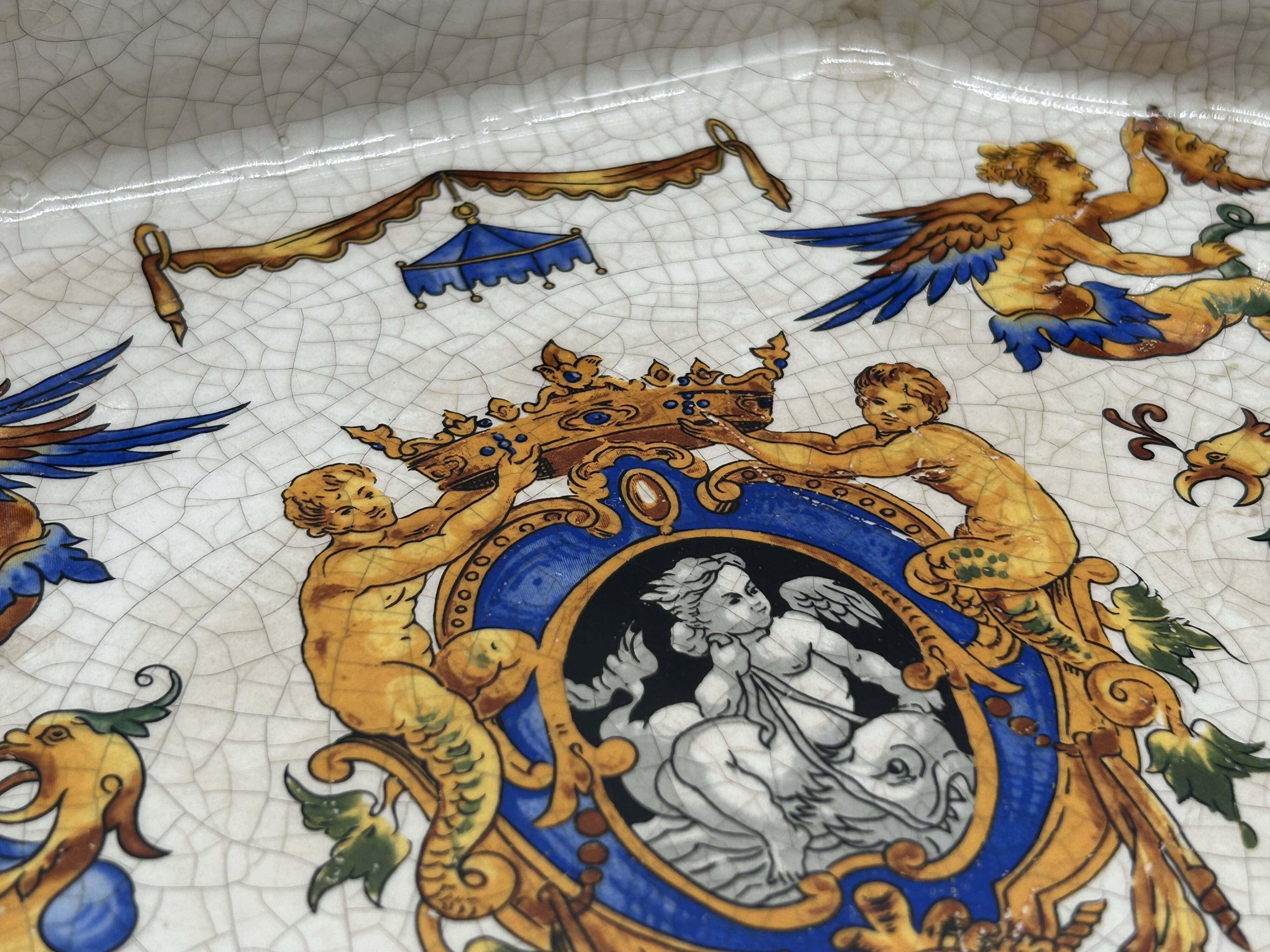Table centre in earthenware in the style of gien.