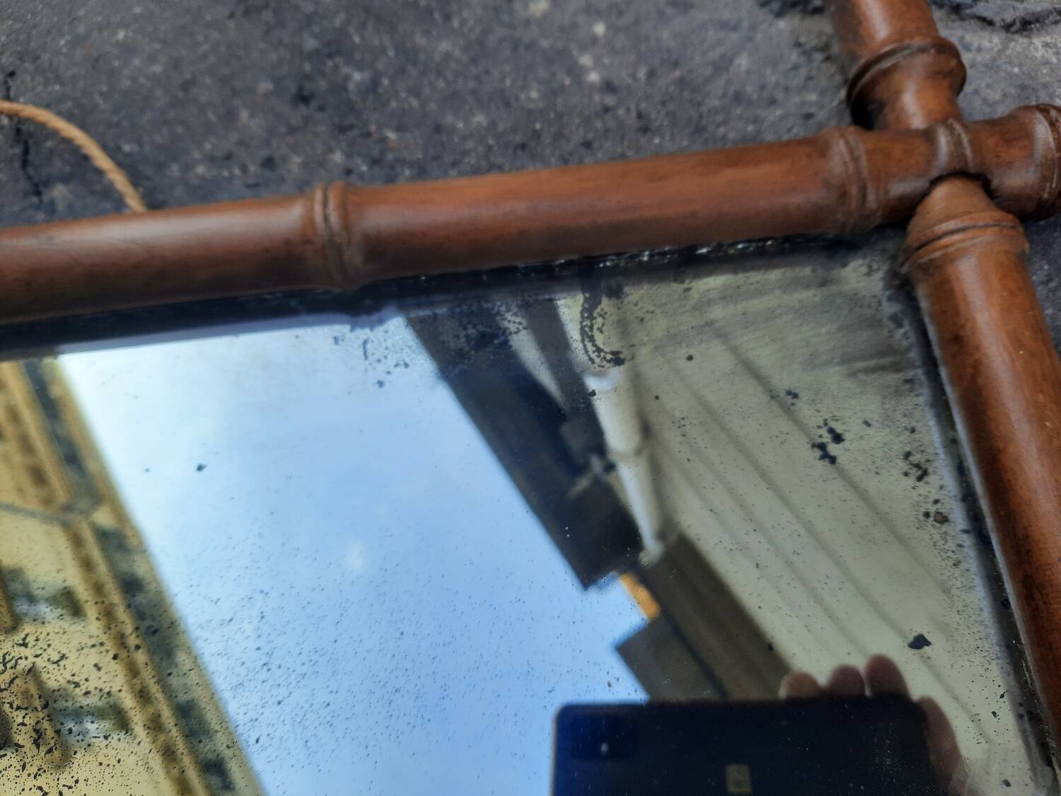 Wooden barber mirror