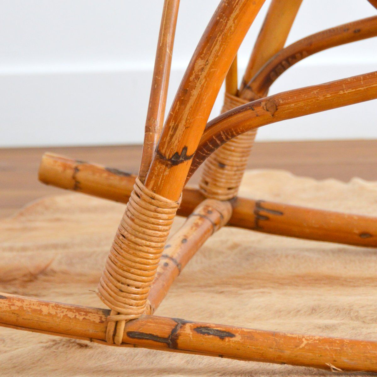 Rattan rocking chair Rohe Noordwolde 50s / 60s