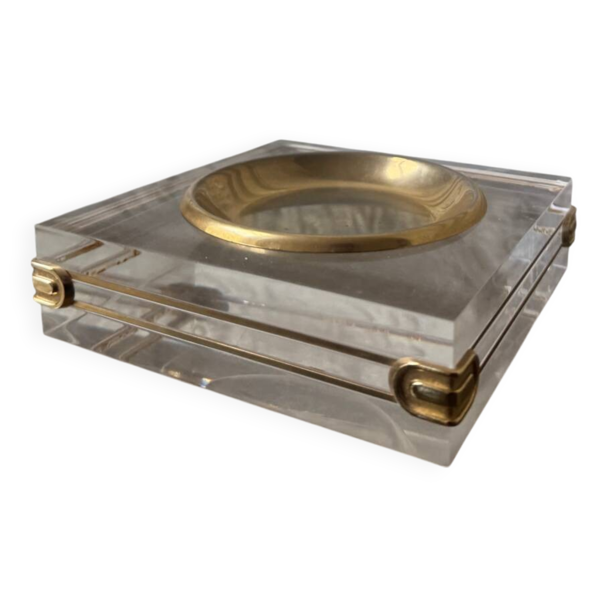 Plexiglass and gold metal empty pocket, 1980s