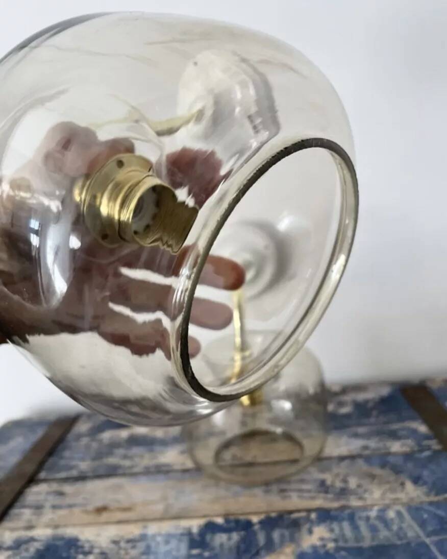Set of two vintage smoked glass wall lights