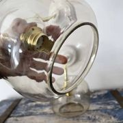 Set of two vintage smoked glass wall lights