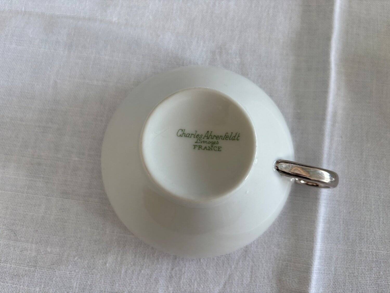 Limoges porcelain tea service Charles Ahrenfeldt silver trim Beautiful É