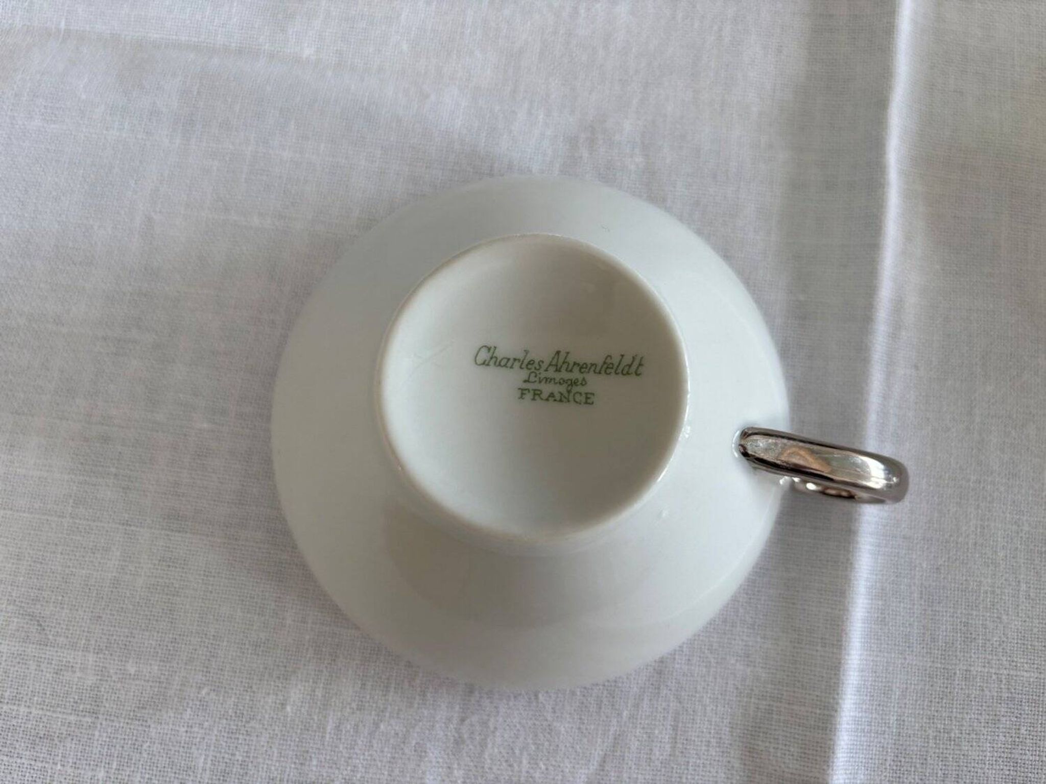 Service à thé en porcelaine Limoges Charles Ahrenfeldt filet argent Belle É