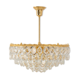 Bakalowits Chandelier, Brass and Crystal Glass, Austria, 1960s