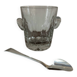Ice bucket "Cristal de Paris" + spoon with multiple hallmarks