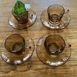 Lot de tasses à café en verre fumé « fleurs »