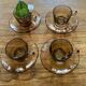 Lot of smoked glass coffee cups "flowers"