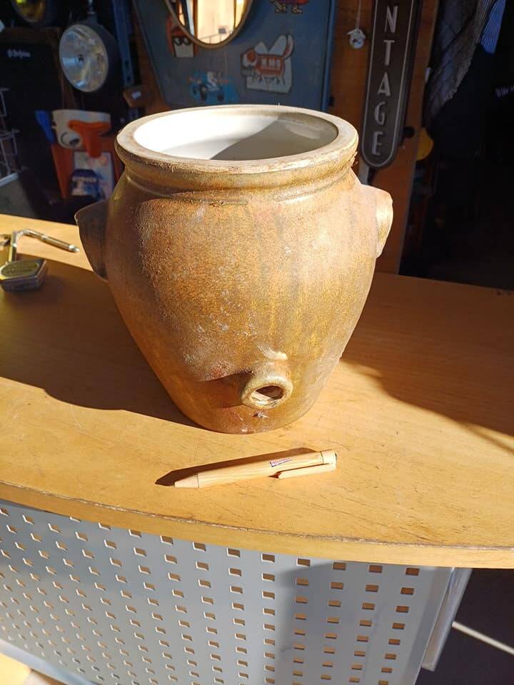 Old stoneware vinegar pot