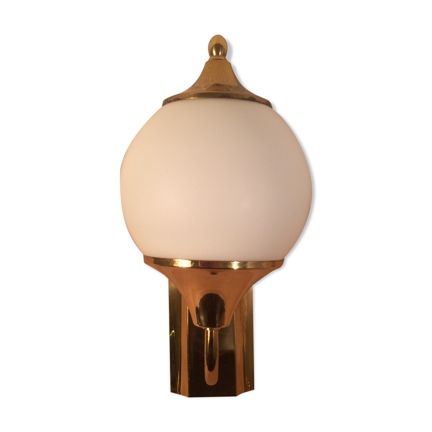 Brass and opal globe wall lamp from the 60s