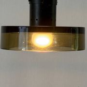 Flush mount in glass and yellow-brown metal by Seguso, 1950s, Italy.