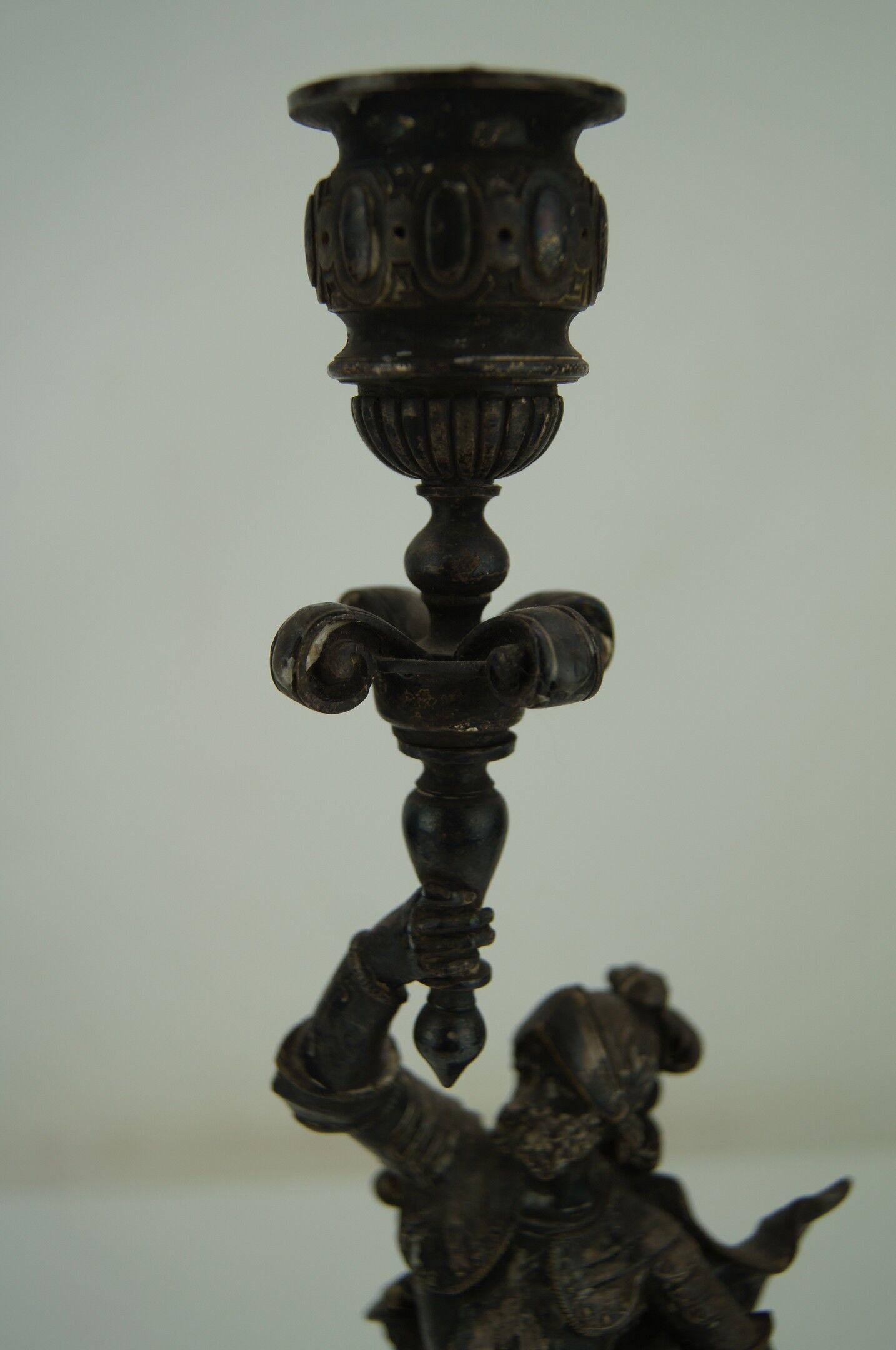 Silver bronze torch pair Paul Dubois