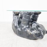 Sculptural black bear coffee table, 1970s