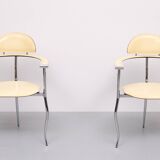 Arrben Chrome and Leather "Stiletto" Chairs, 1980s Italy