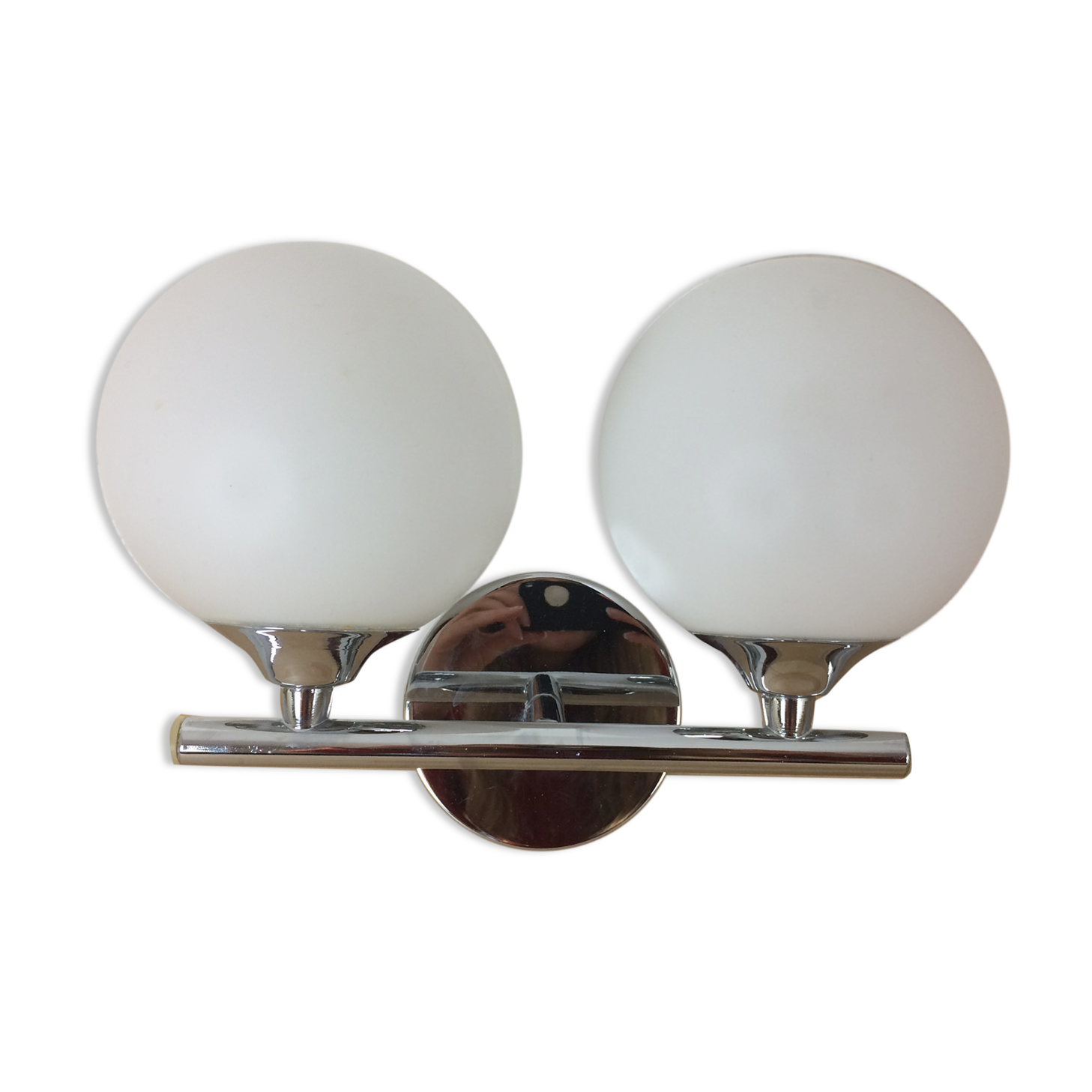 Double globe chrome and opaline 1970