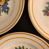 3 hollow plates model Fleuri, HBCM, Creil Montereau, 1950