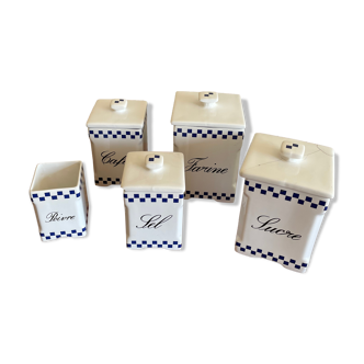 Pot a épices damier bleu