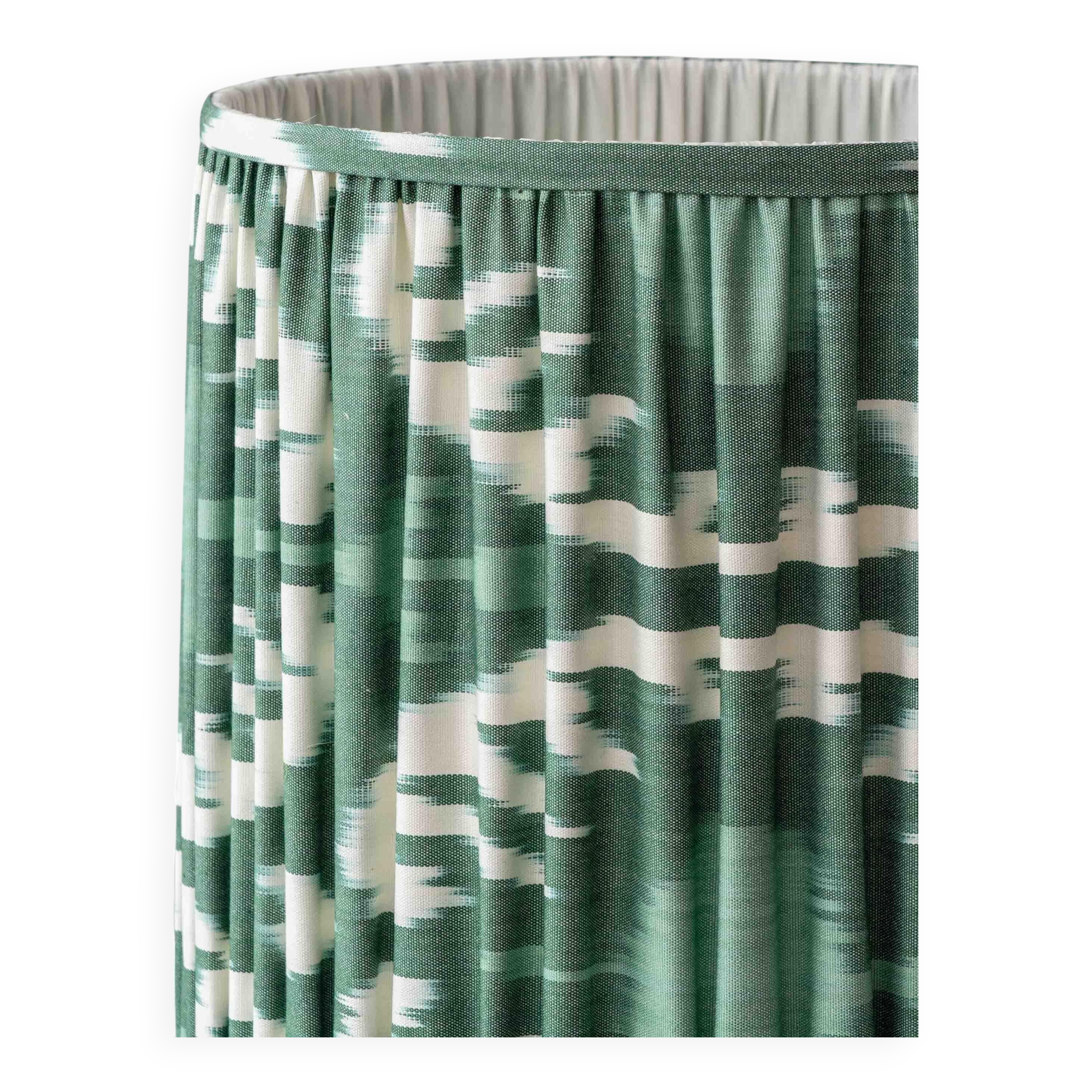 Art Deco table lamp by Charles Catteau for Boch Frères "Pineapple" with new Ikat silk shade.