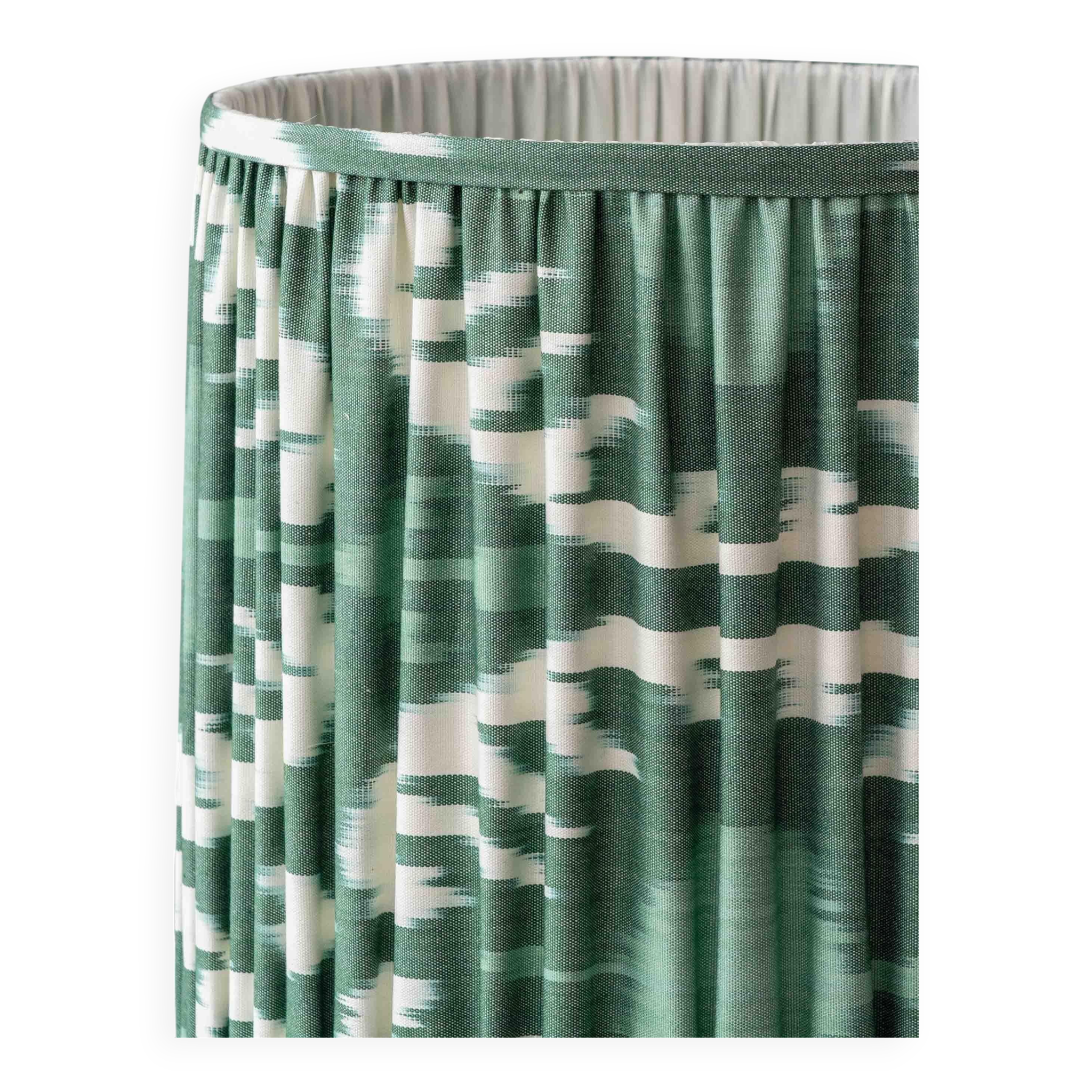 Art Deco table lamp by Charles Catteau for Boch Frères "Pineapple" with new Ikat silk shade.