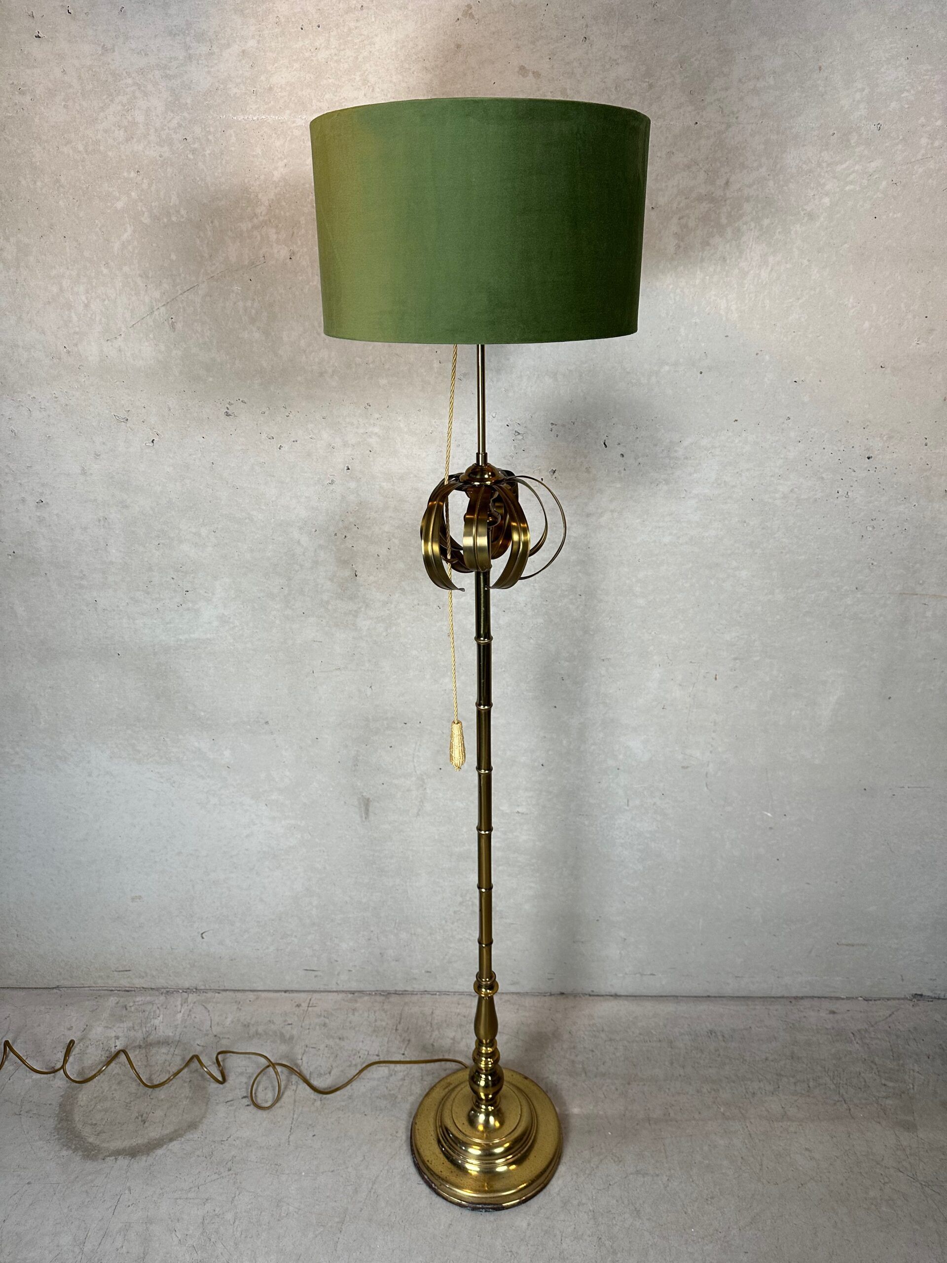 Vintage brass faux bamboo floor lamp