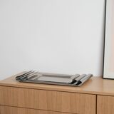 Set of stainless steel trays, Italian design, 1970s, made in Italy