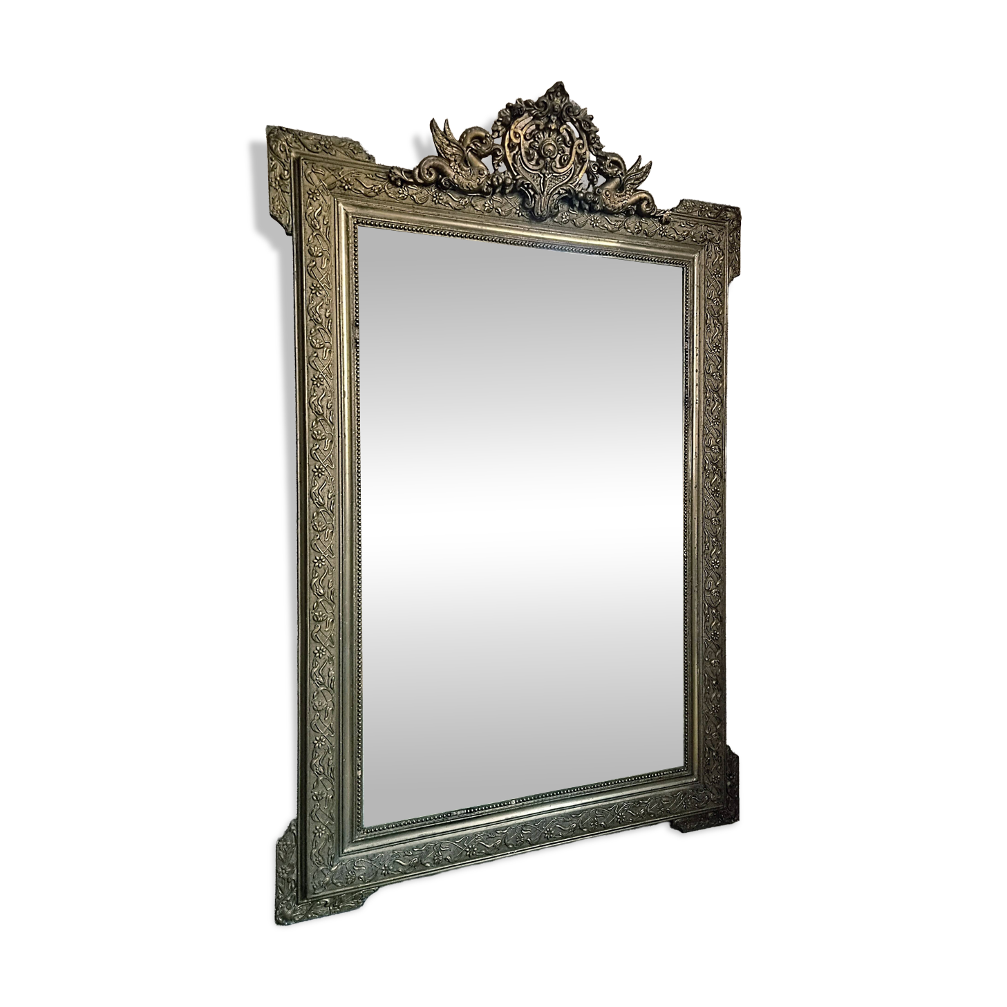 Large French mirror in Napoléon III style with a composition frame, circa 1880–1900.