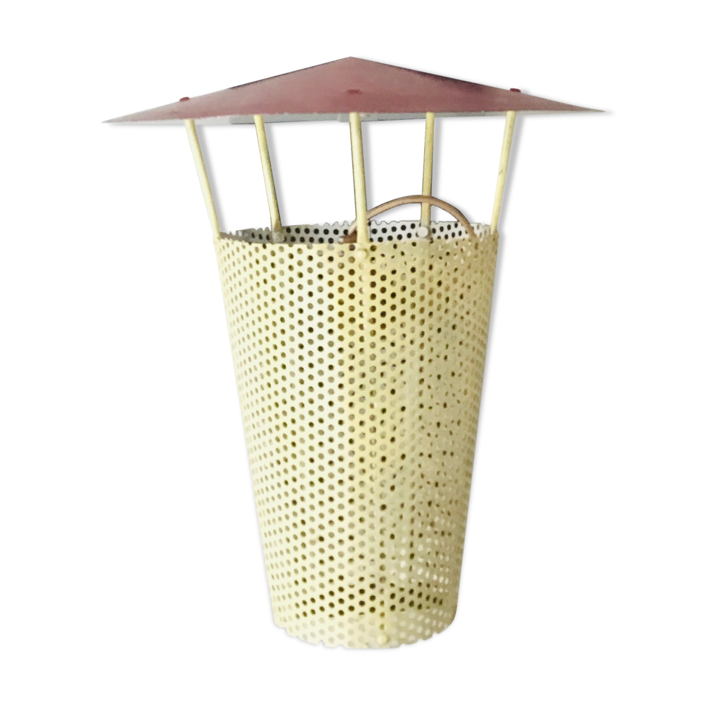 Wall lamp in rigitulle or perforated sheet with conical reflector - 1950