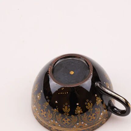 Coffee or tea service Sarreguemines Rockingham black and gold - 26 pieces