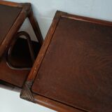 Pair of wooden bedside tables, bamboo and canning