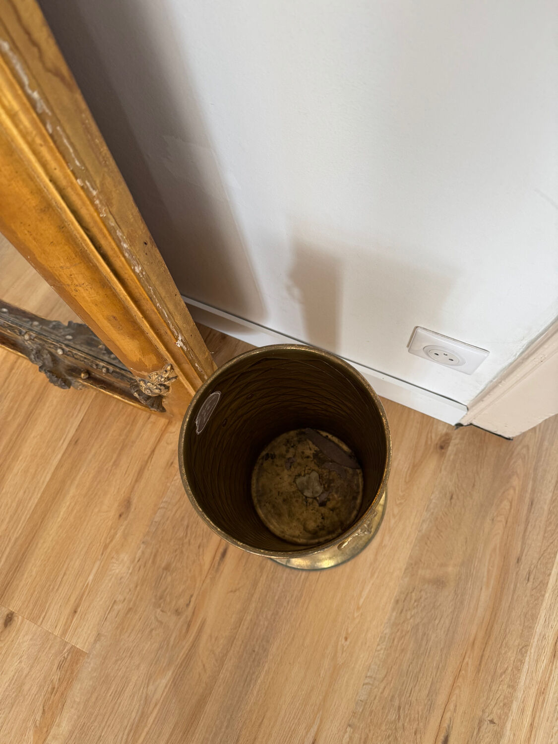 Vintage gold brass umbrella stand