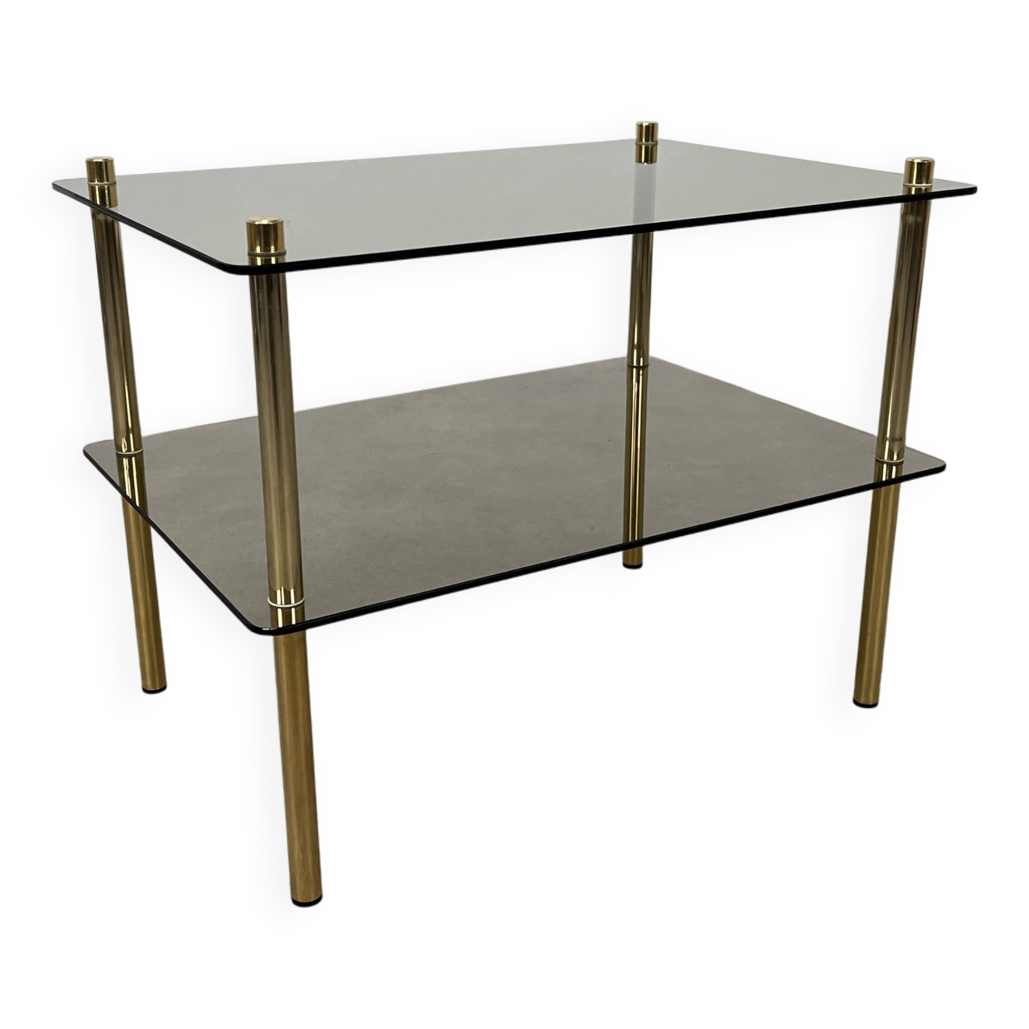 Smoked glass and gold metal side table, 1970s