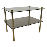 Smoked glass and gold metal side table, 1970s