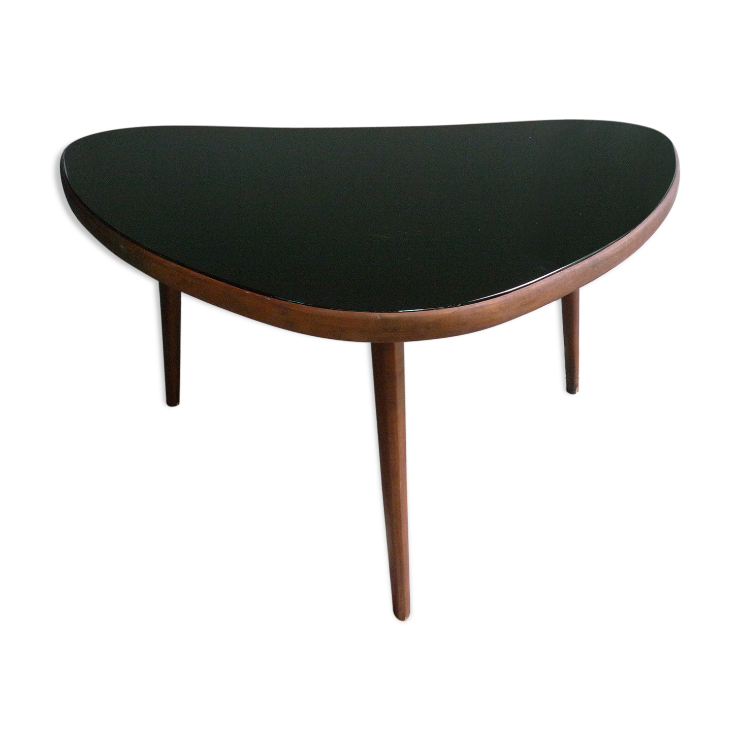 Black glass tripod coffee table