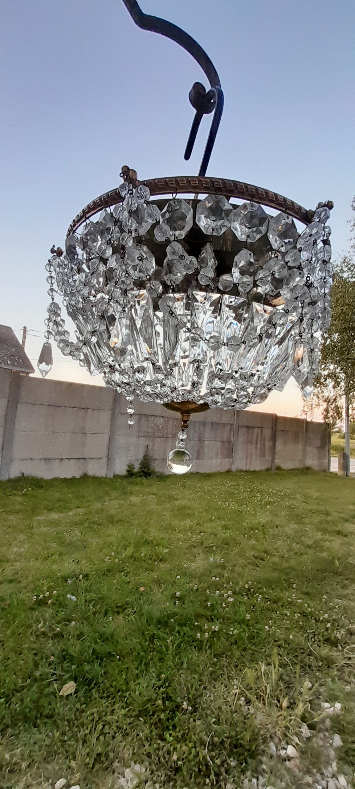 Bronze ceiling chandelier with crystal grapevines diam 30 cm