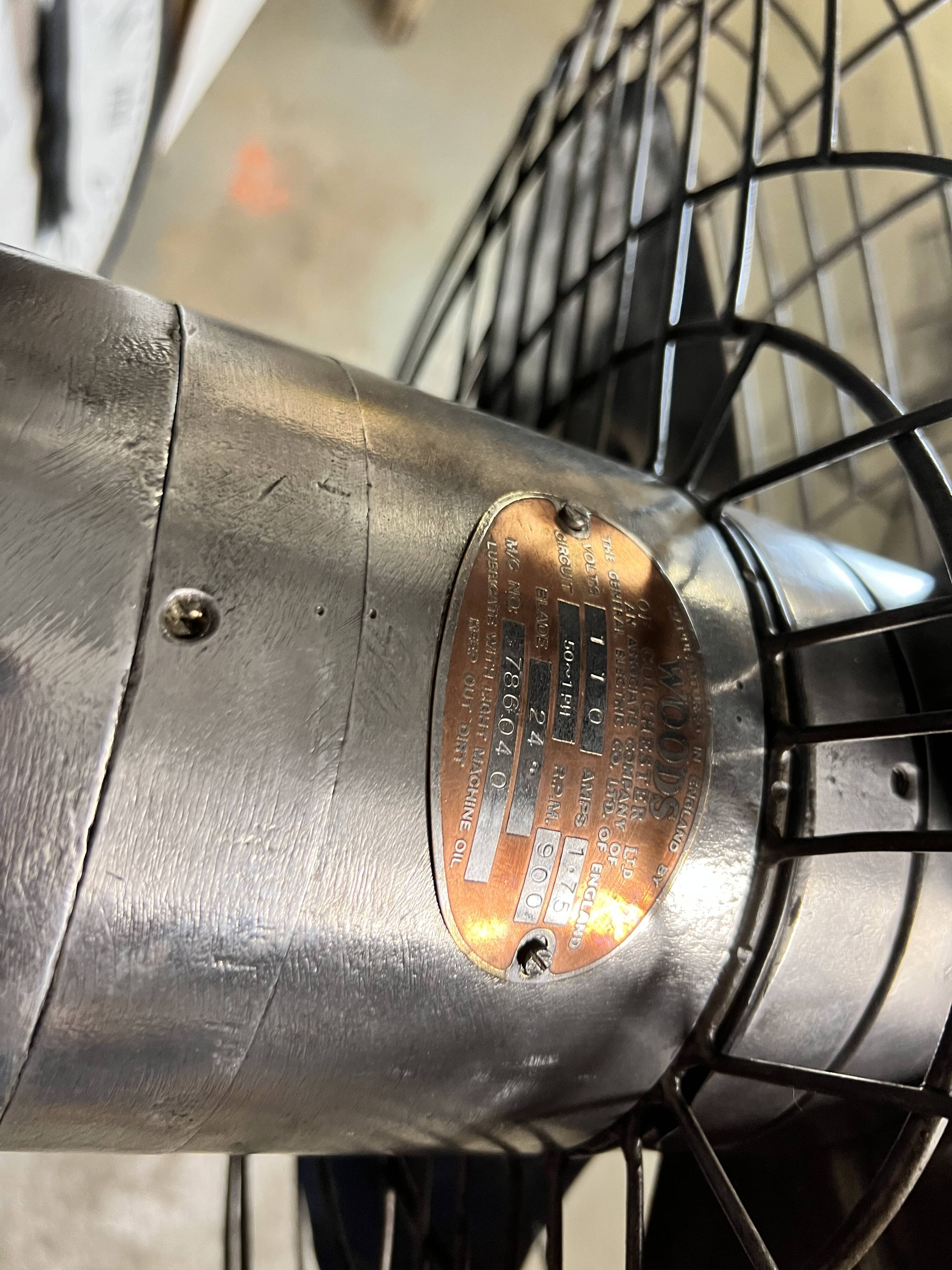 Large industrial fan General Electric England 1940