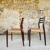 Ensemble de 6 chaises, modèle 78 en palissandre, première édition par Niels Moller, circa 1962-1970