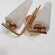 Pair of double appliques in shortbread glass and vintage brass 1960