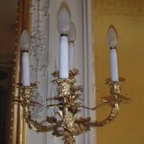 Pair of 4-branch wall sconces - gilded bronze