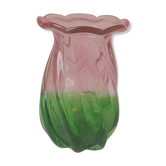 Bicolor twisted glass vase years 70'